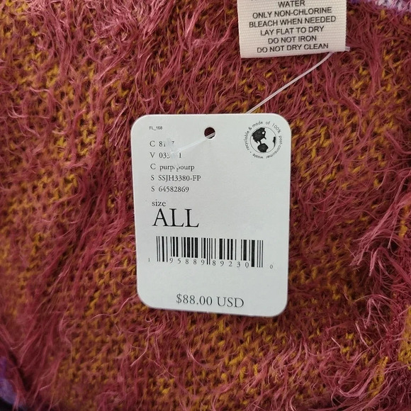 NWT Free People Purple Diamondback Fringe Kimono Cardigan OS - Picture 8 of 9